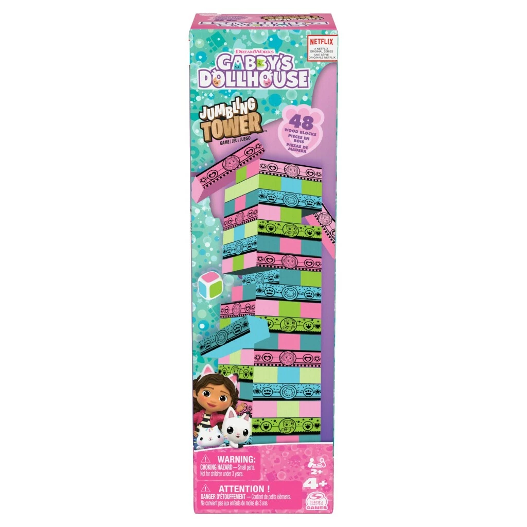 SPIN MASTER Gabby's Dollhouse Jumbling Tower Blokkentoren Spel Met 48 Houten Blokjes 6 SPIN MASTER Gabby's Dollhouse Jumbling Tower Blokkentoren Spel Met 48 Houten Blokjes - Afbeelding 4